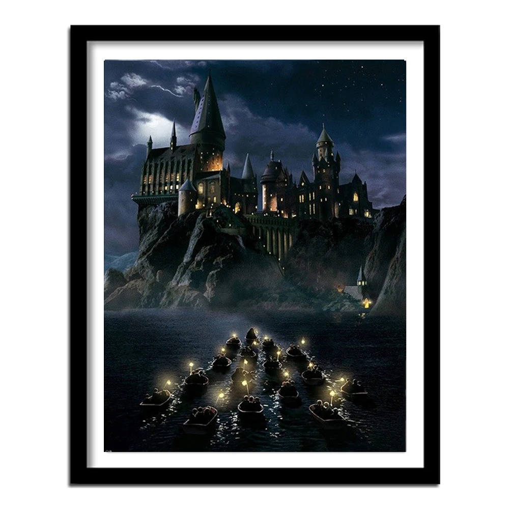 

DIY Краски ing по номерам замок школе магии Краски по номерам для взрослых, молочница рамы для картин 40x50 см Настенный декор искусство