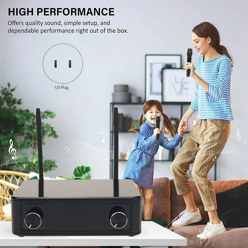 Эфвк Беспроводной микрофон Системы Профессиональный UHF 2 канала беспроводной