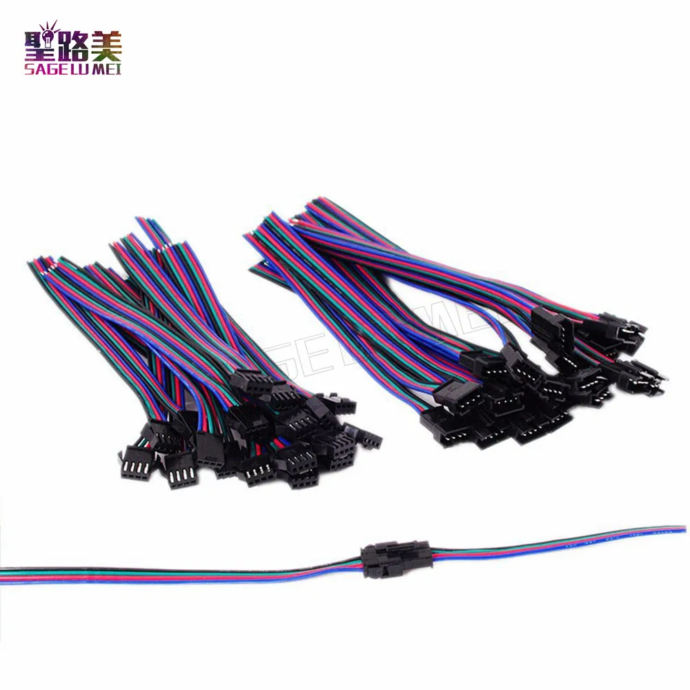 50 пар/компл. 4 Pin JST SM разъем штекер гнездо кабель провод для 5050/3528 RGB Светодиодная