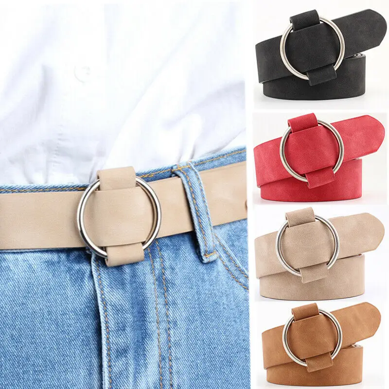 

Women Ladies Leather Belt Fashion Vintage Causal Waistband Round Pin Buckle Waist Strap Belt