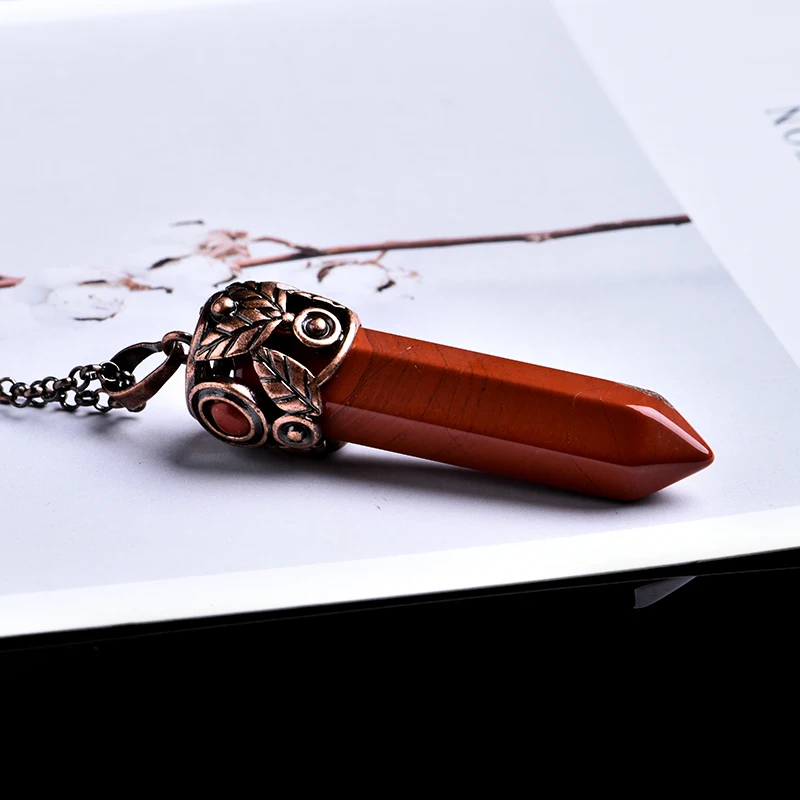 Red jasper 1 шт., натуральный кристалл, минеральные украшения, винтажный кристалл, указывающий магический ремонт, магическое гадание, Йога, амулет, энергетический кулон, сделай сам, подарок - Цвет: Red jasper