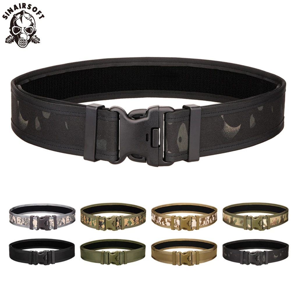 Outdoor Combat 2 Inch Canvas Duty Tactical Sport Belt With Plastic Buckle Army Military Adjustable Fan Hook & Loop Waistband