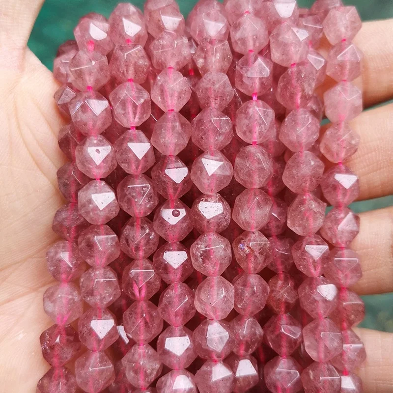 

OMH Wholesale JD35 46 8 10 12 14mm Natural Jewelry DIY Making Bracelet Necklace Natural AAA Strawberry Quartz Loose Spacer Beads
