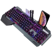 Gaming Mechanical Keyboard Wired Ergonomic Keyboard RGB Backlight Phone Holder Gamer Keyboard for Tablet Desktop For PUBG