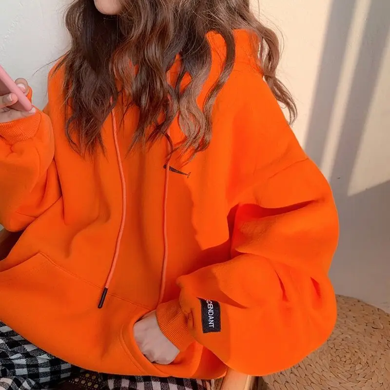 

Женская толстовка с капюшоном, однотонная повседневная спортивная укороченная кофта большого размера с длинным рукавом, с эластичным пояс...