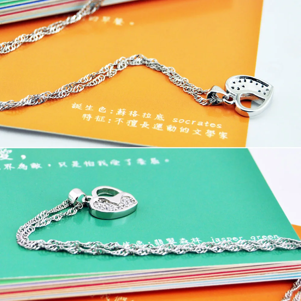 Женская цепочка с кулоном в виде сердца из серебра 100% пробы