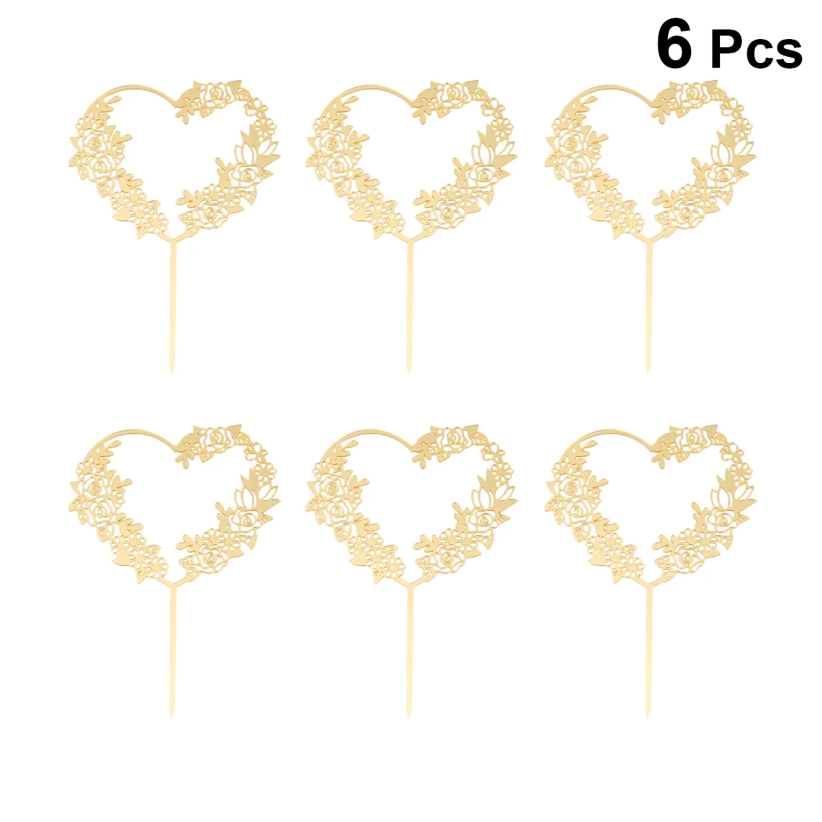 6 шт. милый романтический орнамент для торта пустотелое сердце кекс топперы