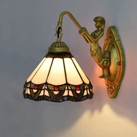 european style vintage tiffany colored glass living room dining room bedroom bar club aisle balcony wall lamp 20cm