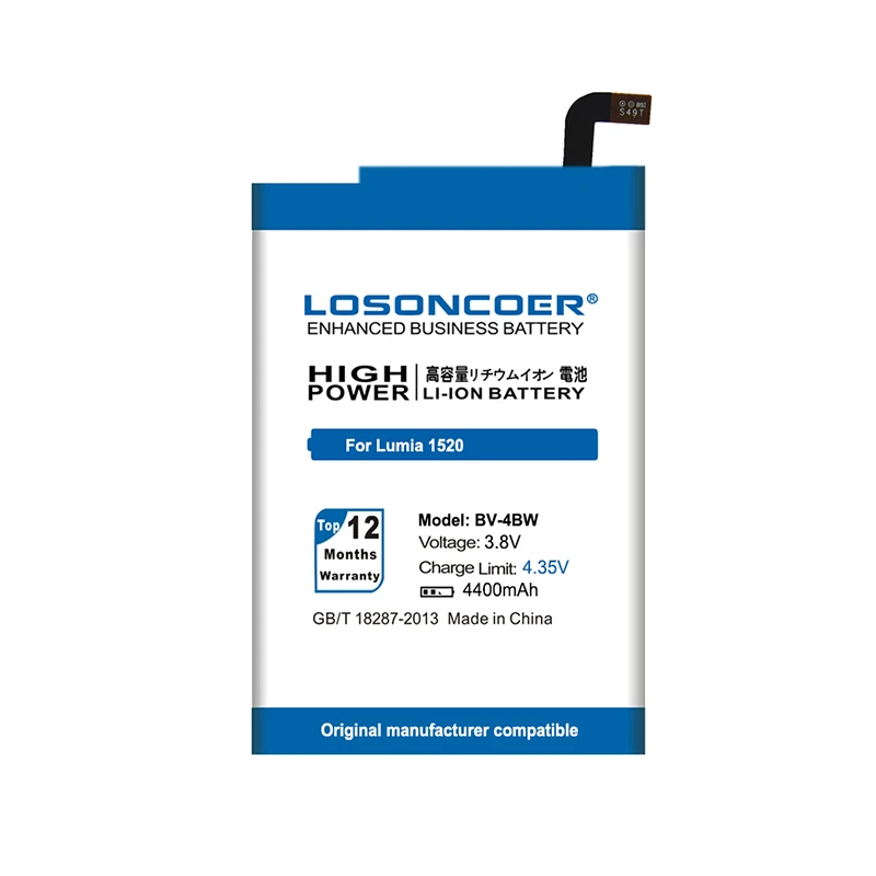 LOSONCOER 4400mAh BV-4BW For Lumia1520 New Battery Nokia Lumia 1520 BV4BW Batteries | Мобильные телефоны и аксессуары