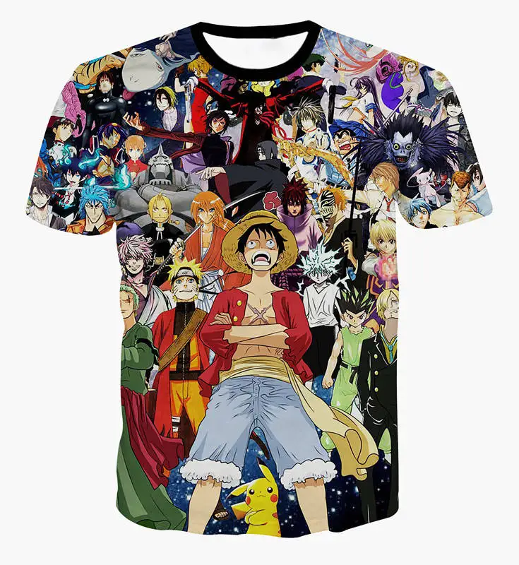 

One Piece Luffy Harajuku T-shirt men and women anime short-sleeved shirt 3D printing 2021 summer new casual and comfortable