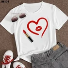 Женская футболка с принтом в виде губ и губной помады, белая