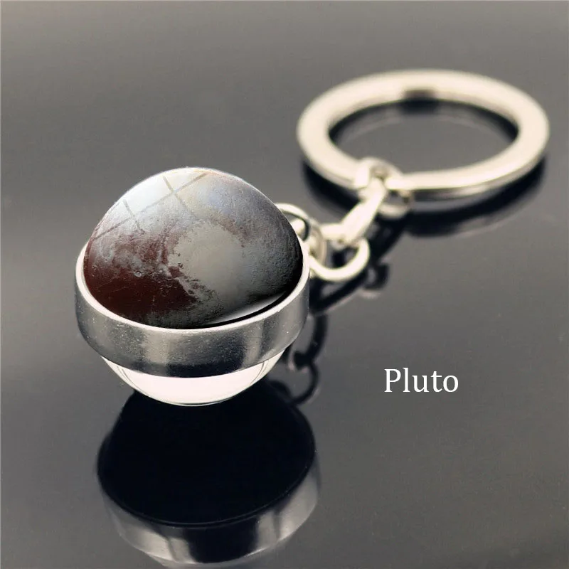 Pluto Брелок для ключей с солнечной системой планета галактика Туманность космический брелок луна земля солнце Марс художественное изображение двусторонний стеклянный шар автомобильный брелок - Цвет: Pluto