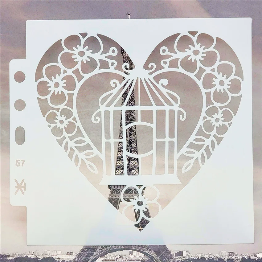 13x14cm Flowers cage Scrapbook Stencils Spray Plastic Mold Shield DIY Cake Hollow Embellishment Printing Lace Ruler Valentine | Дом и сад