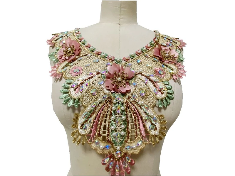 1 шт. Стразы ручной работы с жемчугом кружевные нашивки Пришивные бусины 3D цветы