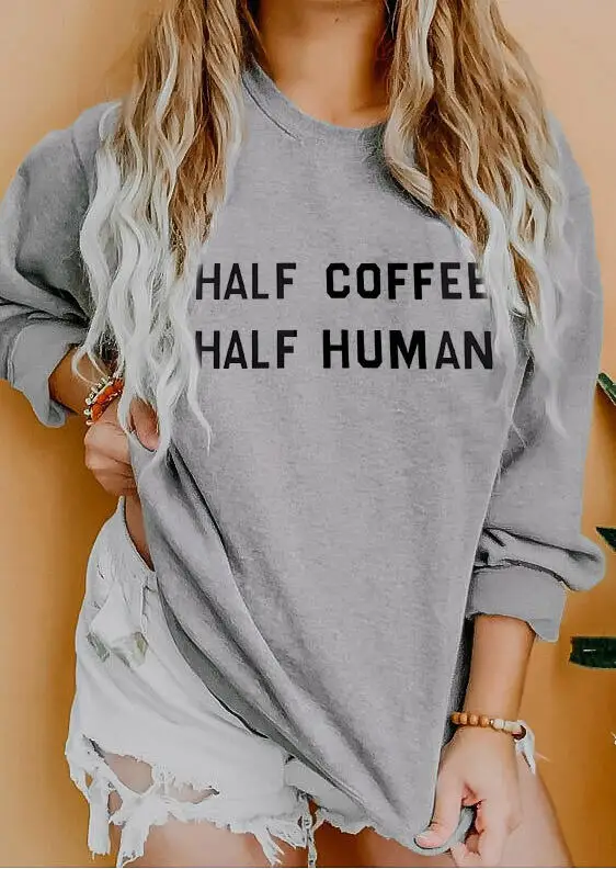 Половина Кофе человека Saweatshirt пуловер Модные унисекс из чистого хлопка