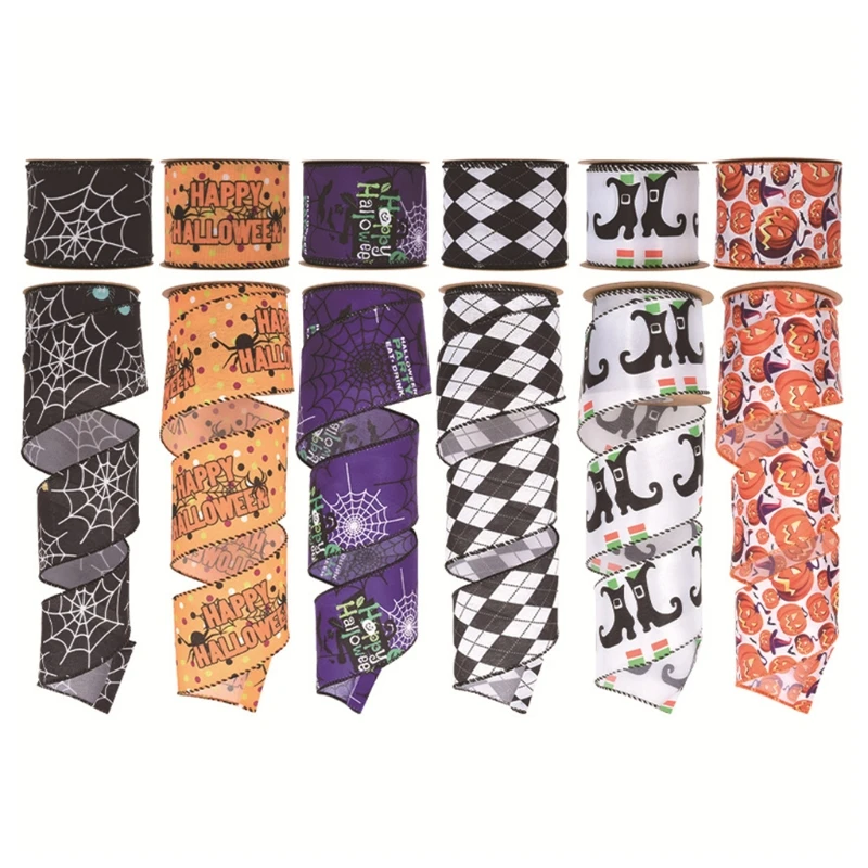

Cartoon Spider Web Pattern Printed Ribbon Halloween Decorative Presents Packing