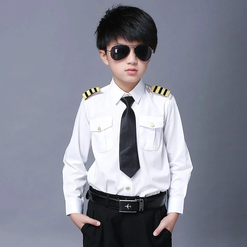 Pilot Uniform Stewardess Cosplay Disguise Captain Aircraft Halloween Costumes for Kids Military Uniforms Anime Party |