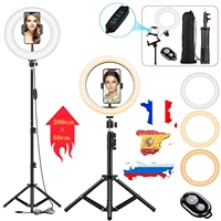 10 led selfie ring light with tripod stand and phone holder ring light halo ring light for makeup photography youtube videos