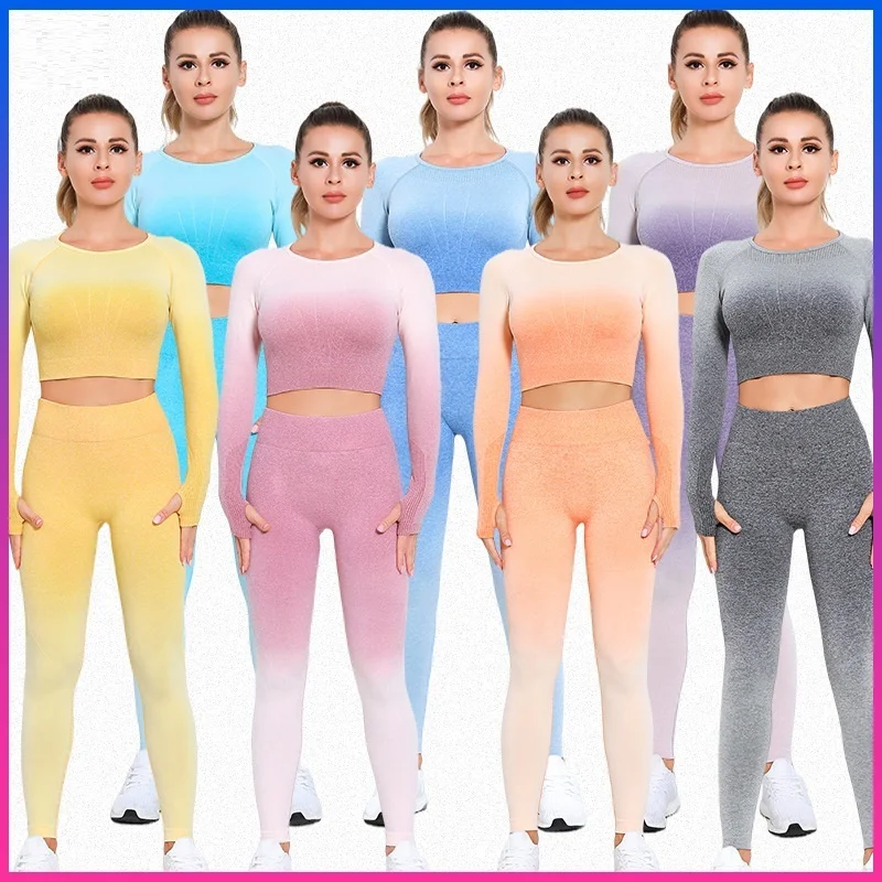 

Gym Woman 2 Piece Tracksuit Yoga Set Sports Workout Clothing Fitness Bra sports Top High Waist Gyms Leggings Sportswear
