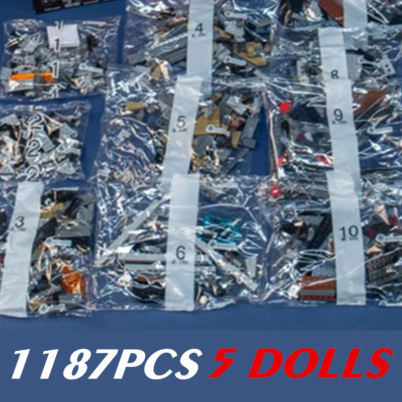 

New 1187PCS 5 Dolls Darth Vader`s Castle House Star Space Wars Figures TIE Fighter Building Block Bricks Toy Gift