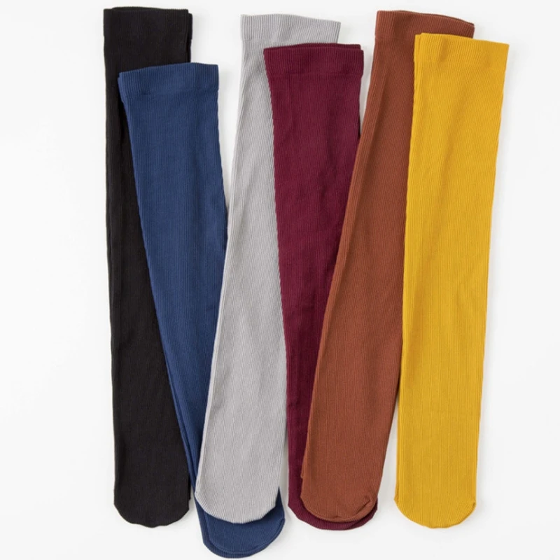 Осенне зимние носки 1 пара детские бархатные однотонные с ворсом длинные до колен