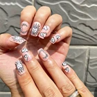 Накладные ногти 24 шт.кор., накладные ногти с круглой головкой, полное покрытие, солнце, луна, накладные ногти с клеем для прессования, украшения ногтей, аксессуары для дизайна ногтей