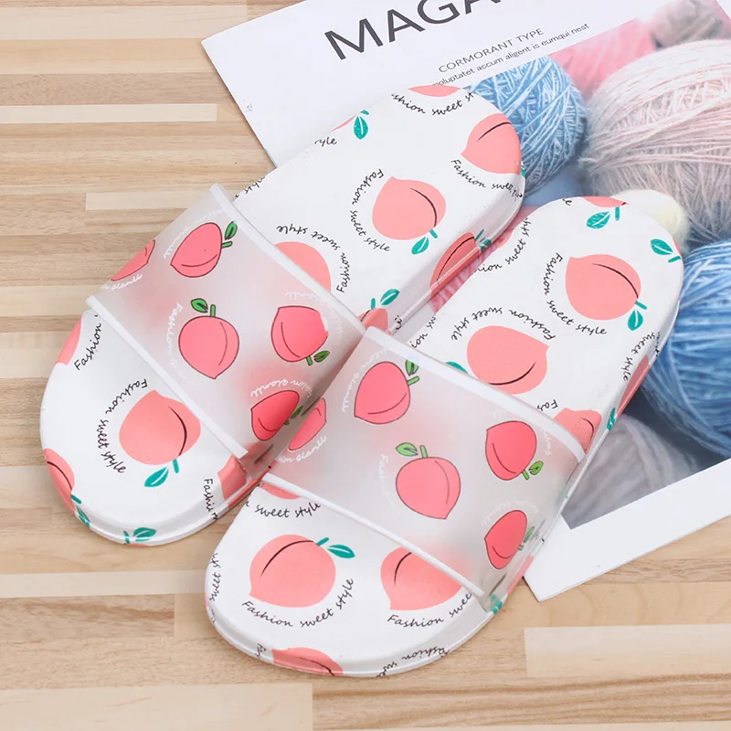 С рисунками фруктов Женские домашние Шлепанцы из материала на основе летние