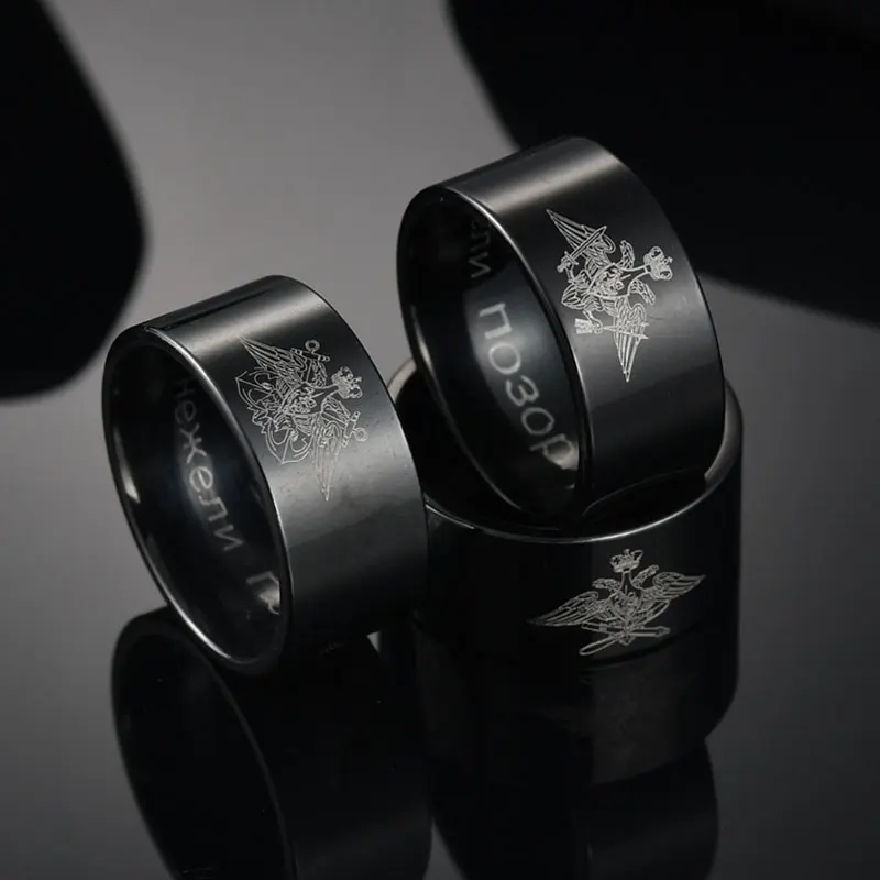 Мужское полированное кольцо 10 мм с логотипом ВВС России и ВМС из нержавеющей