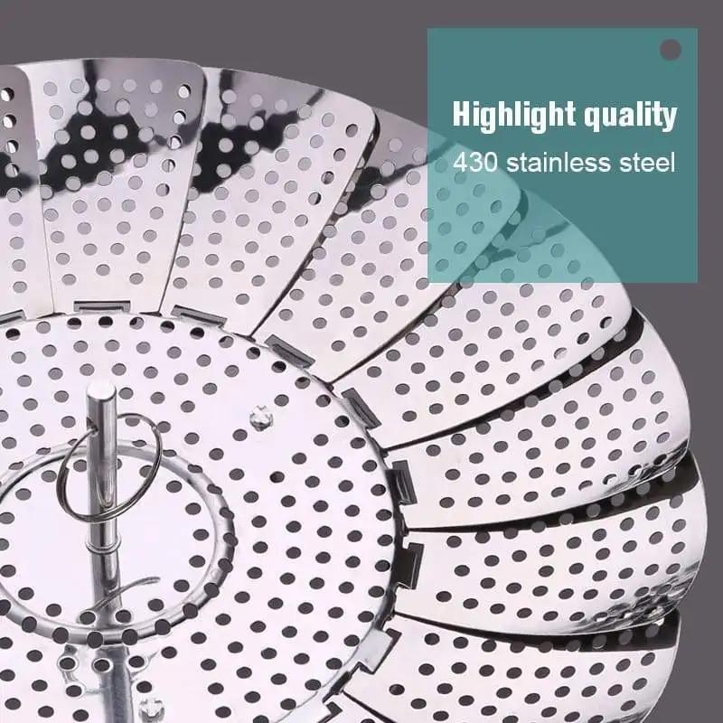 

Stainless Steel Folding Telescopic Steamer Basket Rack Cookware Accessories