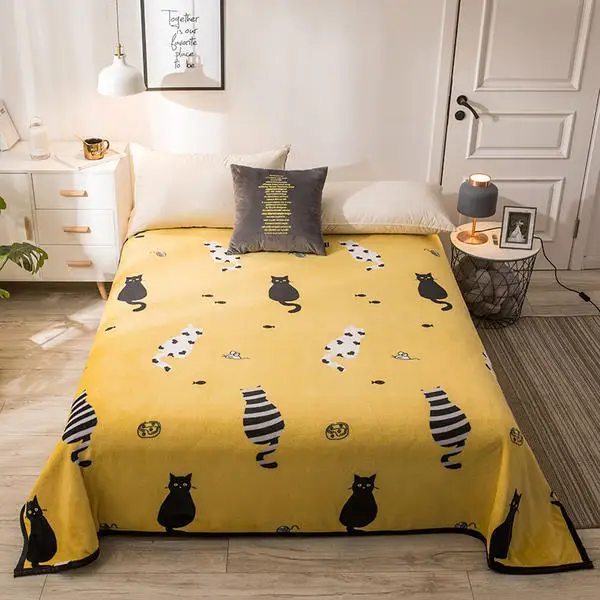 Новая зимняя теплая Простыня из флиса плоская простыня фланелевые двухслойные