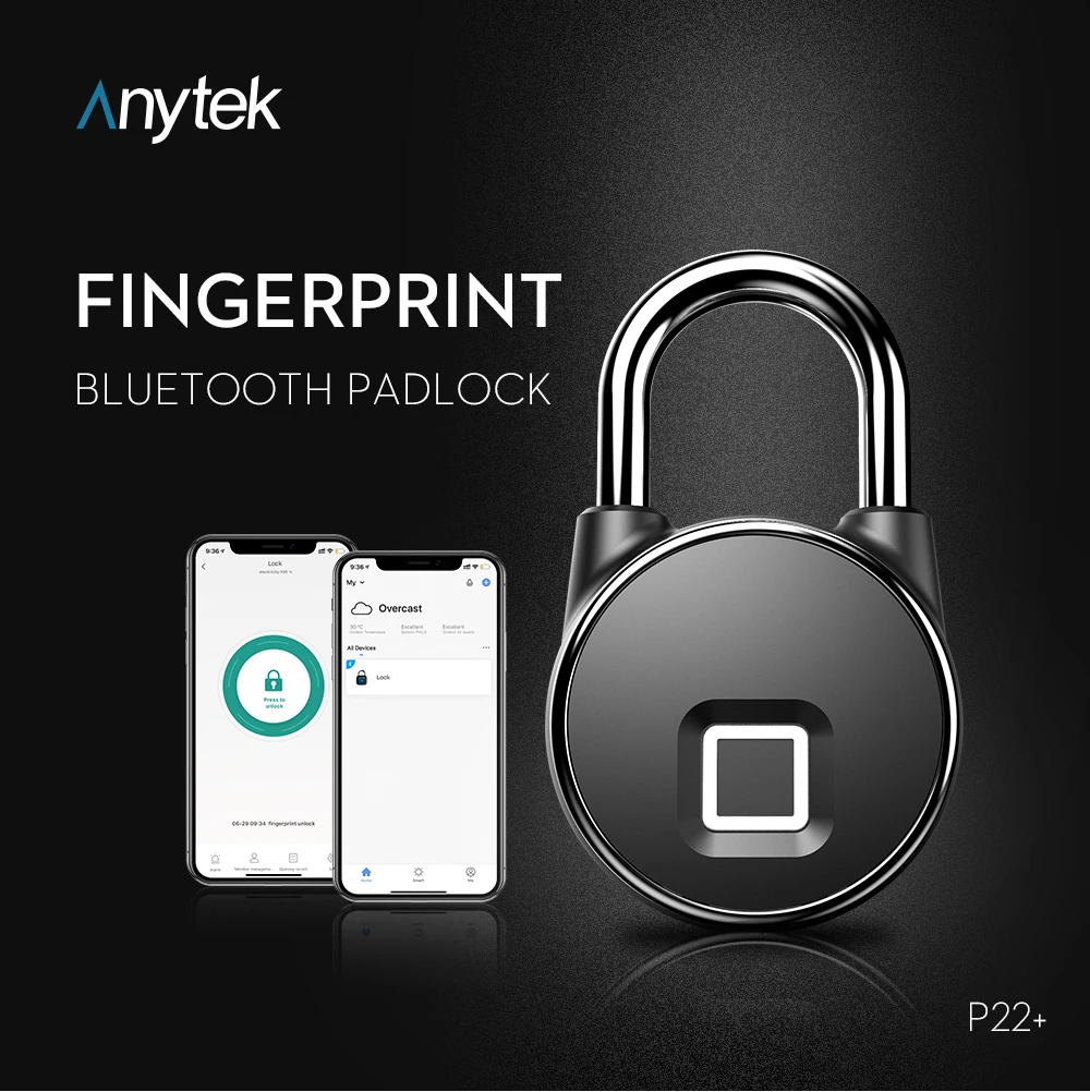 

Portable bluetooth Lock Smart Padlock Keyless Fingerprint Lock Anti-Theft Security Door Padlocks for Bag Drawer Suitcase