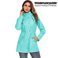 women raincoat casual hooded zipper weatherproof windbreaker 2021 outdoor waterproof shell rain jacket camping coats