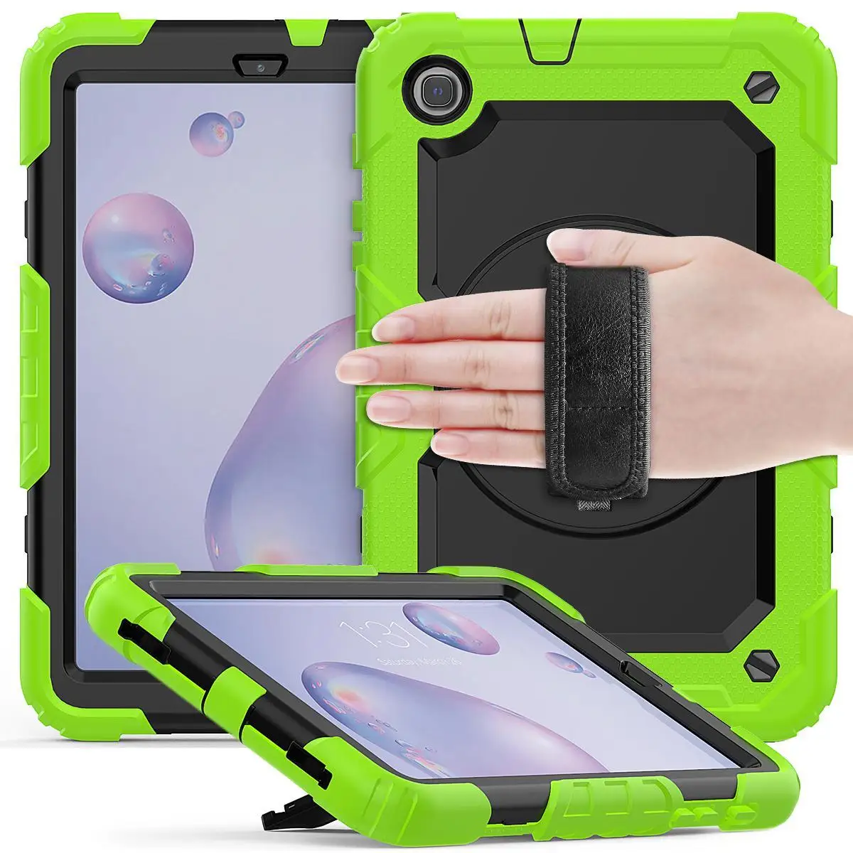 

360 Rotation Hand Strap Kickstand Silicone Tablet Case For Samsung Galaxy Tab A 8.4 2020 T307 Protective Cover