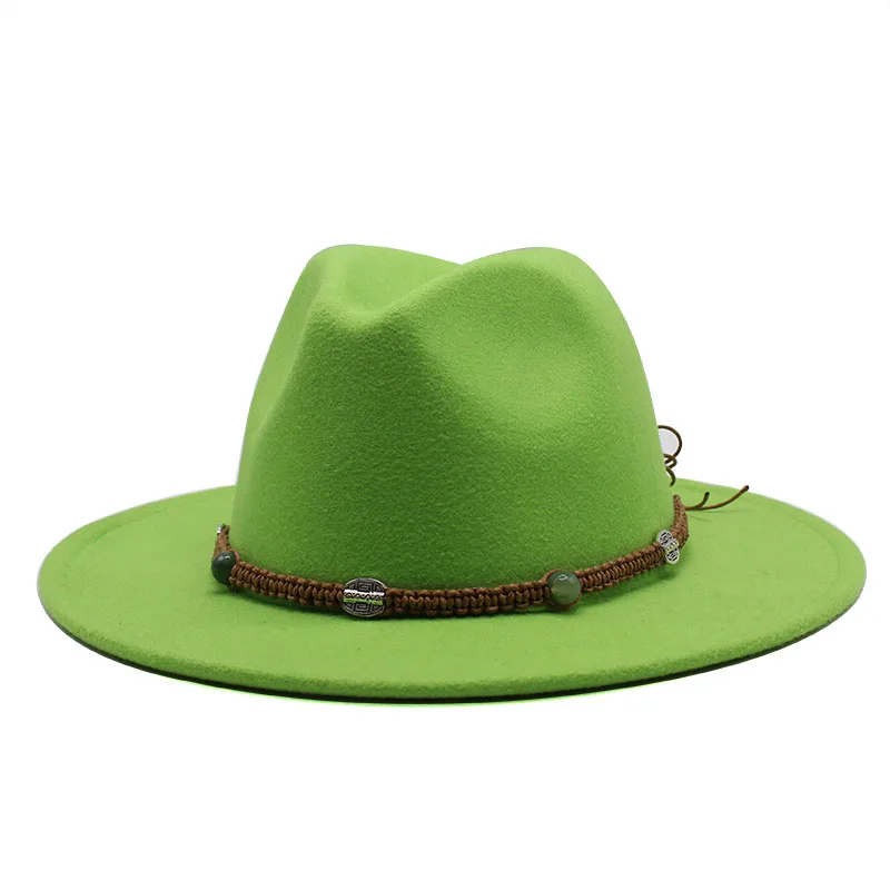 Seioum New Wide Brim White Fedora Hat For Women Wool Felt Hats For Men Fall Winter Panama Gamble Jazz Cap
