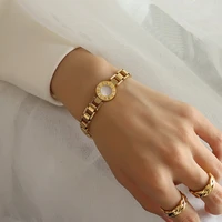 new design fashion stainless steel luxury charm chain bracelets for women gold colour roman number bangle jewelry free shipping