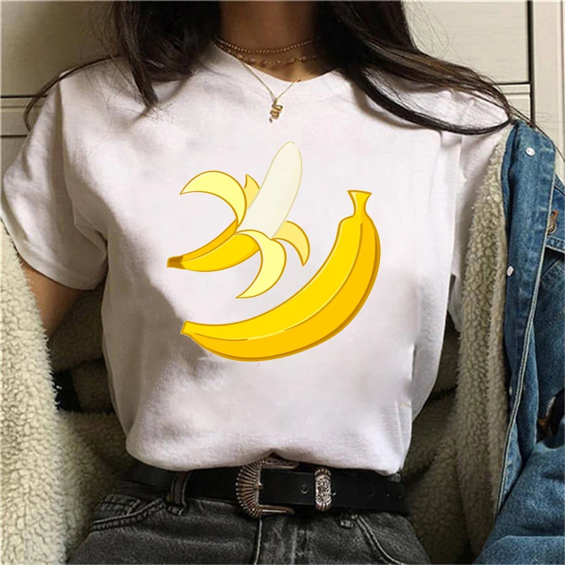 Женская футболка в стиле Харадзюку забавные кавайные футболки с бананами 2021