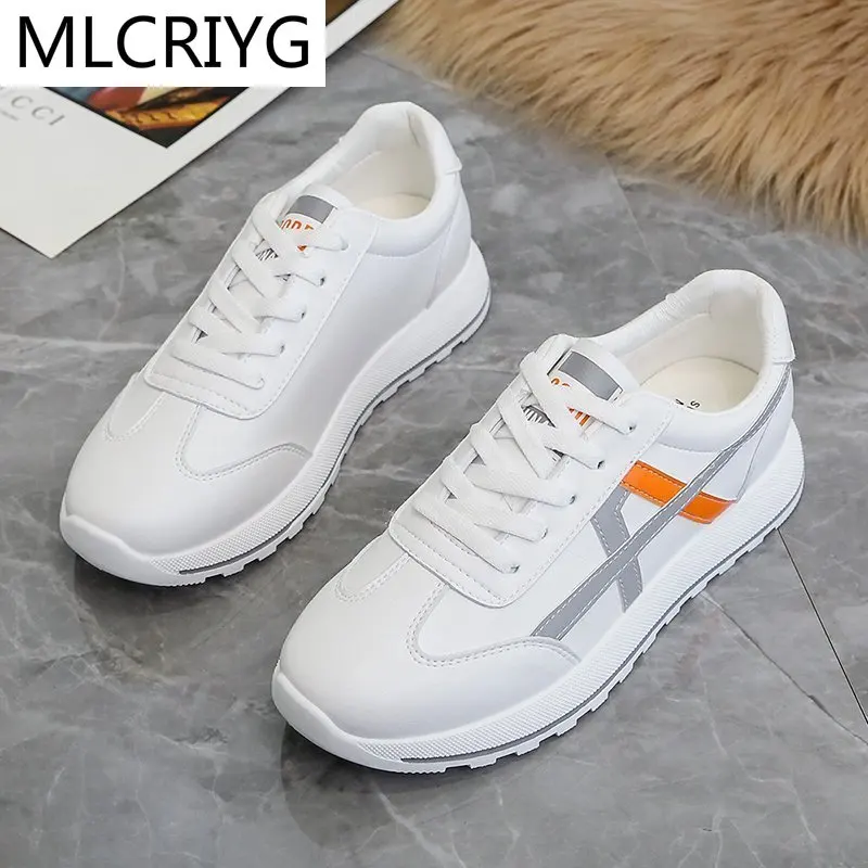 

Spring Fashion Woman Pu Sneaker Platform Straps Fashion 2021 New Woman Vulcanized Shoes Walking Comfortable Matching Woman Shoes