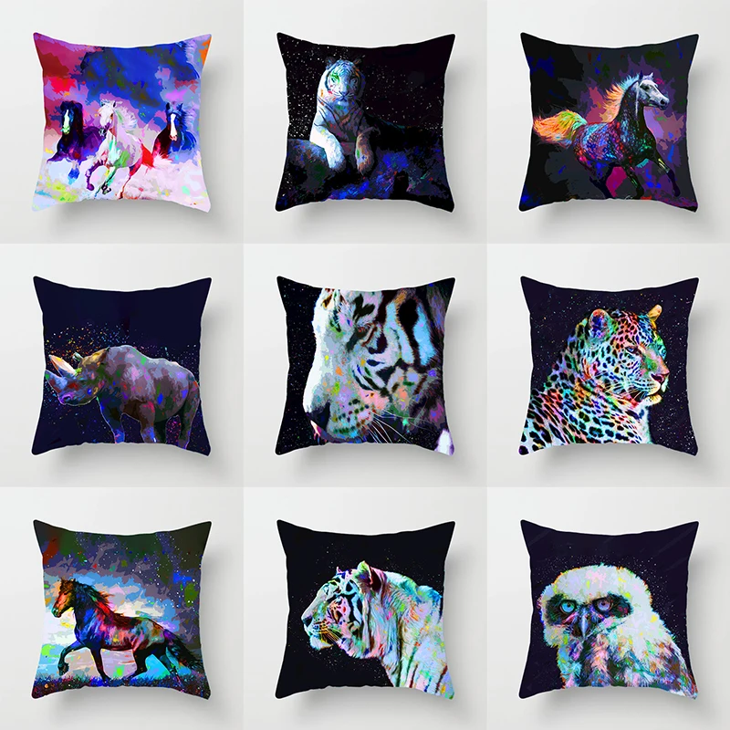 

animals Print Decorative Cushions Pillowcase Polyester Cushion Cover Throw Pillow Sofa Living Room cojines decorativos para sofá