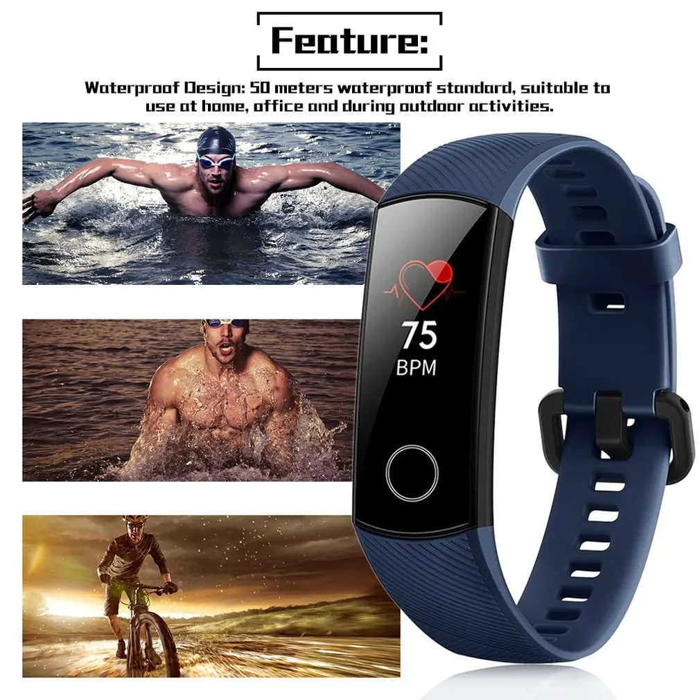 Huawei Honor Band 4 умный Браслет 2.5D стекло сенсорный экран Bluetooth монитор сердечного