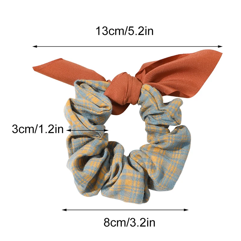 

Rabbit Ears Plaid Hair Scrunchie Bows Ponytail Holder Hairband Bow Knot Scrunchy Girls Hair Ties Hair Accessories French Style