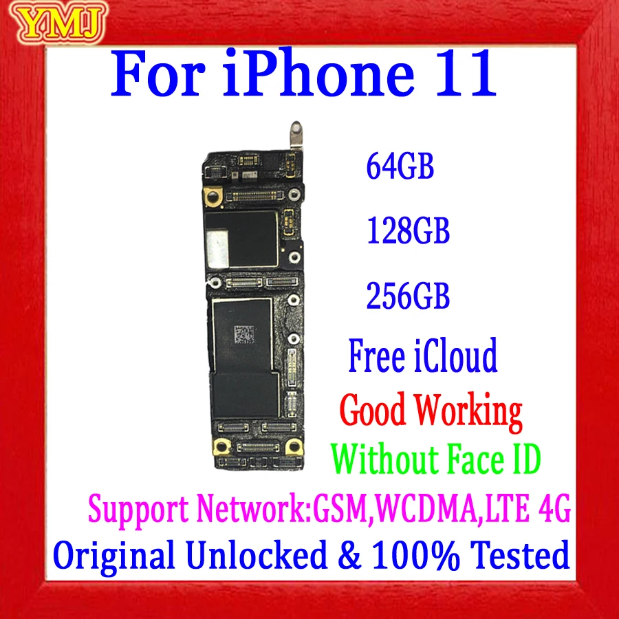 

Материнская плата No icloud для iPhone 11 с/без распознавания лица, оригинальная разблокированная Поддержка IOS, обновление логической платы, 64 ГБ, 128 ...
