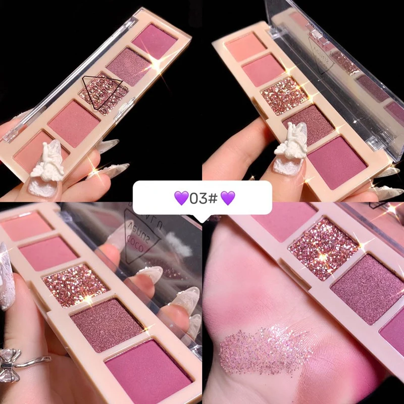 

Палетка матовых теней для век, 5 цветов, макияж глаз, природный цвет, блестящие тени для век, стойкий легкий цвет для женщин, косметика TSLM2