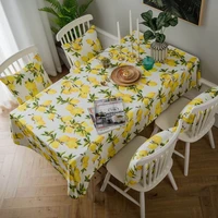 lemon yellow print table cloth waterproof table cover fabric fresh korean style table mat coffee tablecloth dinning table decor