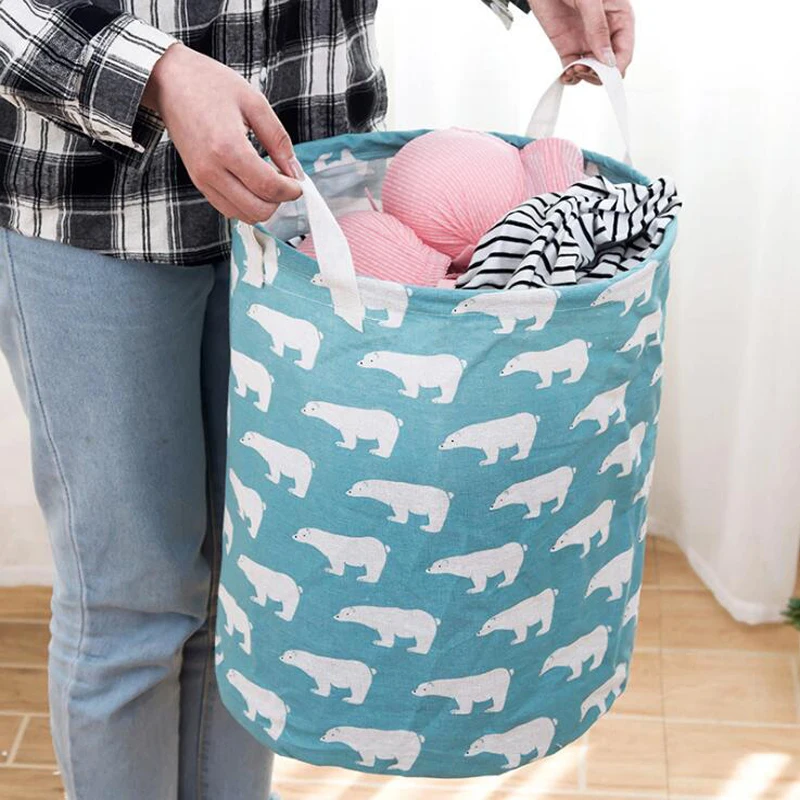 

Creative Kids Toys Organizer Storage Barrel Container Foldable Waterproof Laundry Basket Canvas Storage Basket Barrel