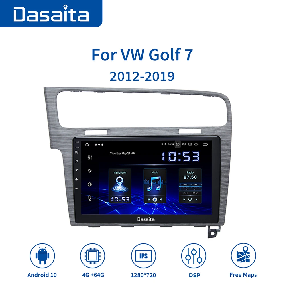 Dasaita автомобильный Android 10 0 Радио 1 Din для VW Golf 7 GPS 2013 2014 2015 2016 2017 навигация 2 &quotIPS 1280*720