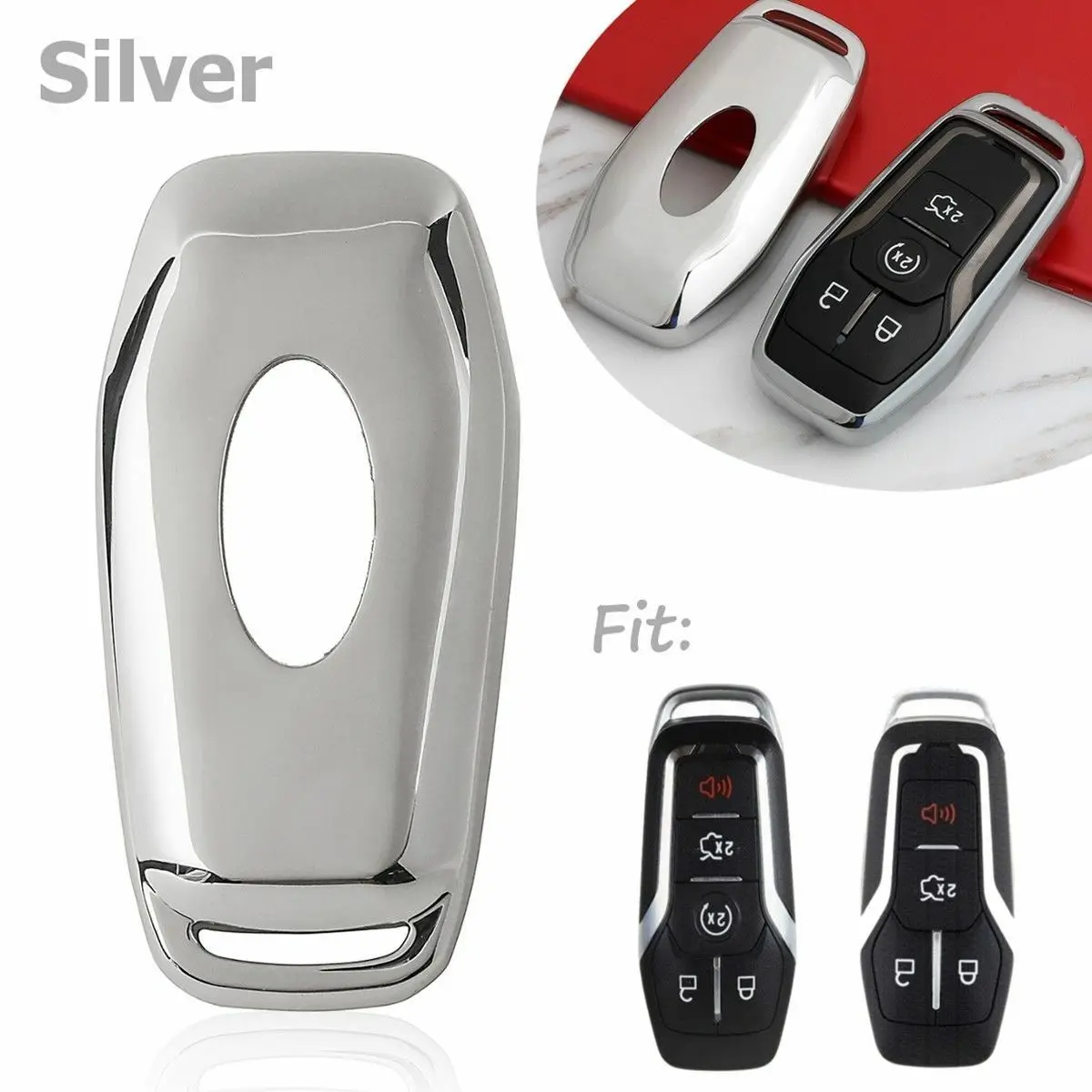 For Ford Explorer Lincoln Key Fob Case Cover Silver TPU Soft Remote She Car Shell | Автомобили и мотоциклы