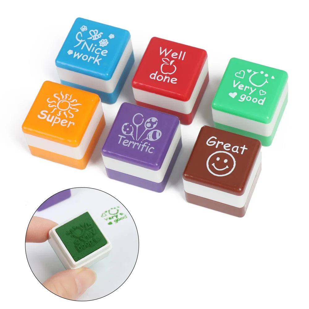 6 шт./компл. учителя хвалю фраза наградные марки домашнее задание красочные
