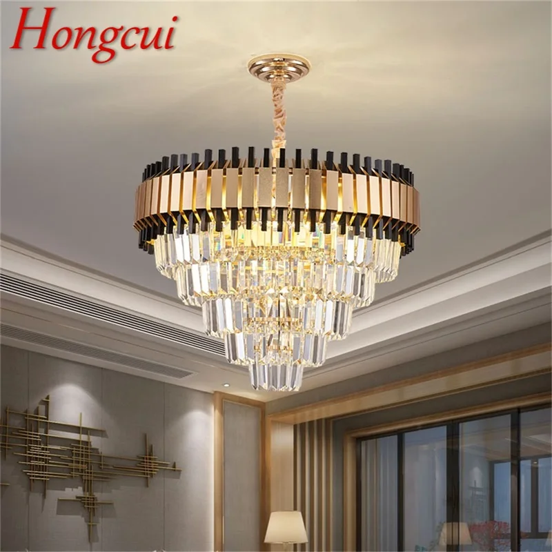 

Hongcui Postmodern Black Chandelier Fixtures Crystal Pendant Lamp Luxury Light Home LED Decorative for Living Dining Room