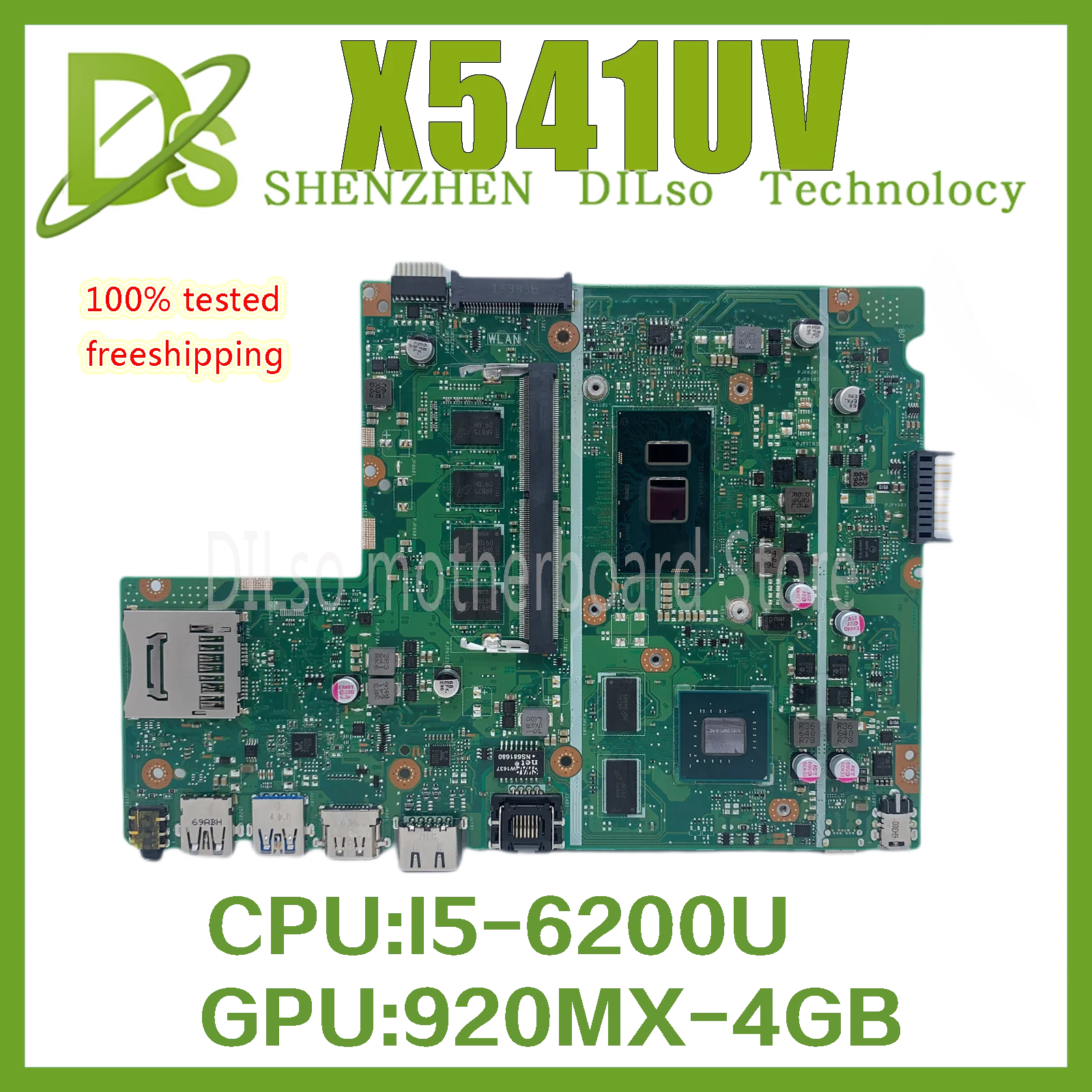 

X541UV original mainboard for ASUS X541U X541UJ X541UV X541UVK with 4GB-RAM I5-6200U GPU 920MX Laptop motherboard 100% work