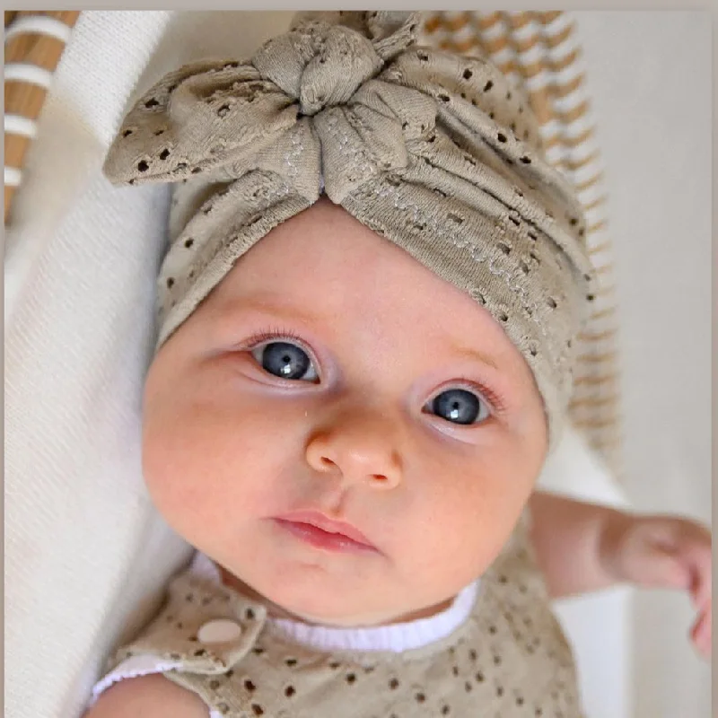 

Autumn Baby Indian Cap Infant Soft Bunny Ear Hat Solid Hollow Wide Turban Toddler Beanies For Girls Hair Accessories Photo Props
